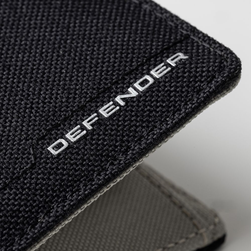 Текстурований гаманець із написом Defender, чорного кольору (38959)