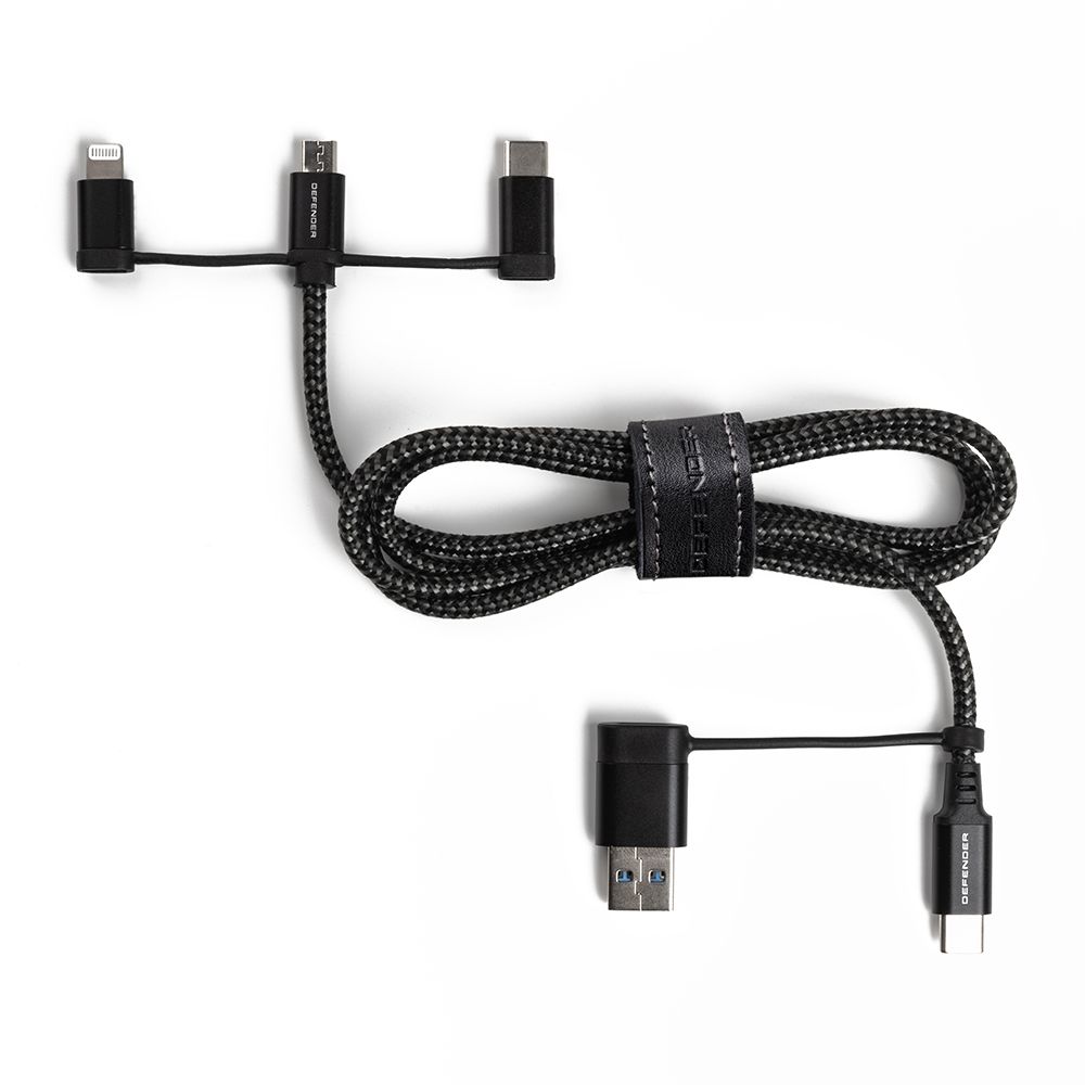 Плетений USB-кабель Defender для зарядки електронних пристроїв, роз’єми micro, lightning і type-C (38969)