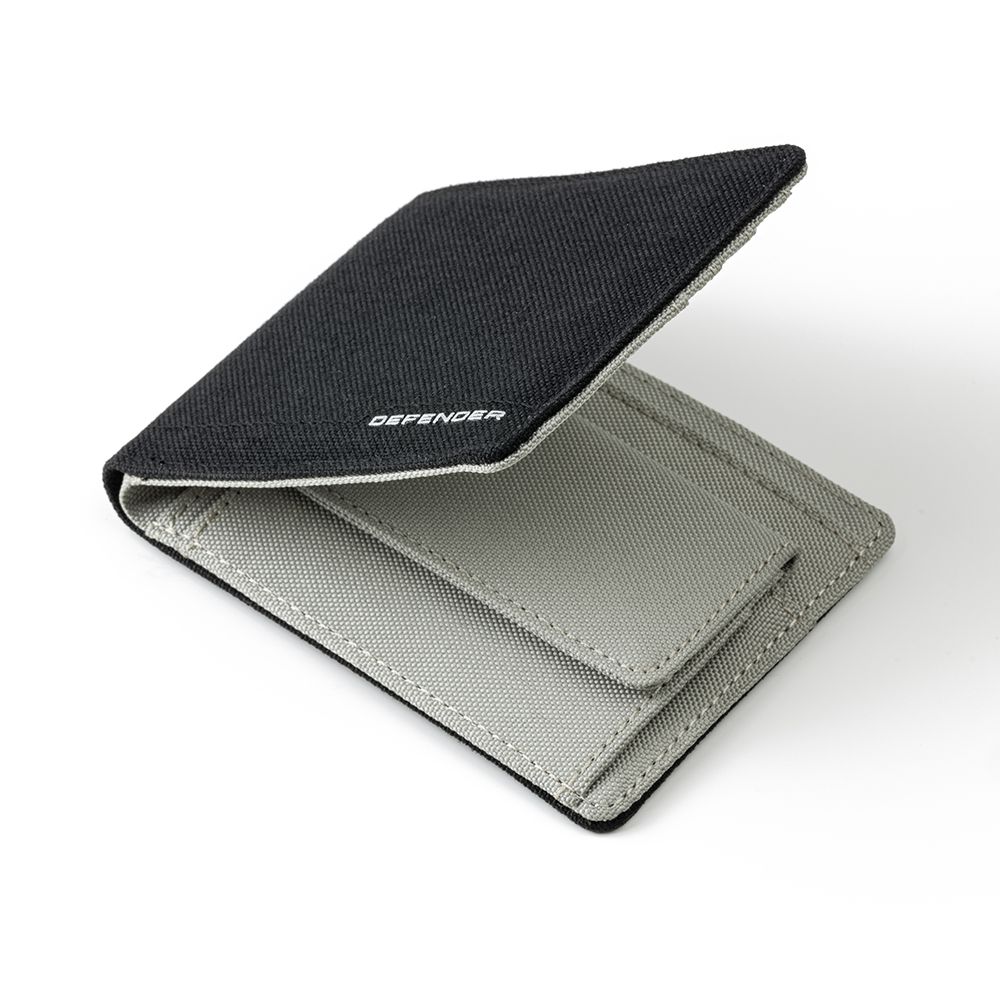 Текстурований гаманець із написом Defender, чорного кольору (38959)