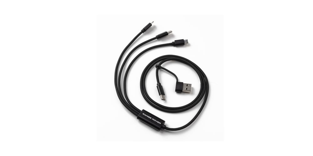Плетений USB-кабель Range Rover для зарядки електронних пристроїв, роз’єми micro, lightning і type-C (52288)